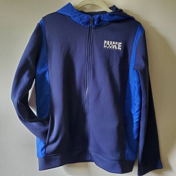 Nike Sportswear Womens XL Full Zip Hooded Jacket Navy And Royal Blue Activewear - Picture 4 of 11